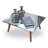 Mesa De Centro De Sala Espelhada Lorena Wood Mirror