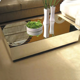 Mesa De Centro Espelhada Lapidada 80x50x25 Cor Prateado