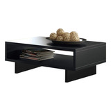 Mesa De Centro Lucky Rack Preto C/ Nicho Porta Revistas 65cm