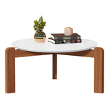 Mesa De Centro P Sala Estar Redonda Madeira Orgânica Luxo