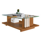 Mesa De Centro Para Sala Frizz C Tampo De Vidro