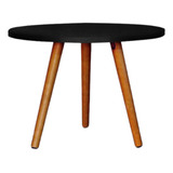 Mesa De Centro Para Sala Redonda Decoração Moderna Cor Preto