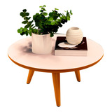 Mesa De Centro Para Sala Redonda Decorativa Madeira Linda