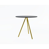 Mesa De Centro Pés Dourado Tampo Mdf Gabriela Lateral