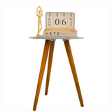 Mesa De Centro Redonda De Pe Palito 45x55 Decorativa Sala Cor Mesa De Pé Palito Branca