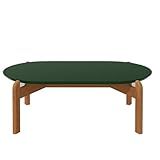 Mesa De Centro Sala Lizz Oblonga Com Pés De Madeira Maciça Verde Oliva Cedro