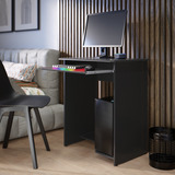 Mesa De Computador Escrivaninha Prática Preto Ej Móveis Estrutura Mdf E Mdp Com Bandeja Para Teclado E Base Para Cpu Ideal Para Estudos