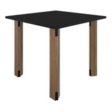 Mesa De Cozinha 90x90cm Quadrada De Madeira Sala De Jantar Cor Da Tampa Preto Cor Dos Pés Madeirado E led