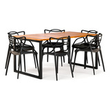 Mesa De Cozinha Austria Retangular 160x85 Estilo Industrial 6 Lugares Para Sala De Jantar E Restaurante Em Madeira Cor Nature