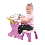 Mesa De Desenho Infantil Lousa E Quadro Negro Com Banquinho Cor Rosa