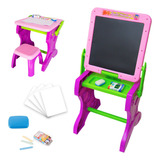 Mesa De Desenho Infantil Lousa E Quadro Negro Com Banquinho