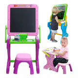 Mesa De Desenho Infantil Lousa Quadro Negro 2x1 C Banquinho