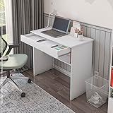 Mesa De Escritório Com 01 Gaveta Para Notebook E Computador Vitória -Branco-