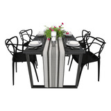 Mesa De Jantar 120cm Estilo Industrial 4 Cadeiras Allegra