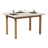 Mesa De Jantar 120x80 Pés Em Madeira Maciça 6 Lugares Mobigu