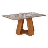 Mesa De Jantar 120x80 Tampo Off Com Vidro Pés Perola Nature