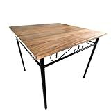 Mesa De Jantar Artesanal Ferro E Madeira 4 Lugares Quadrada 70x70 Cm 