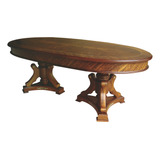 Mesa De Jantar Clássica Oval Com Marchetaria 220x110x079cm
