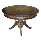 Mesa De Jantar Classica Redonda Com Marchetaria 150x079cm