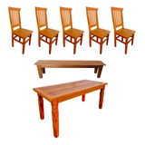Mesa De Jantar Com 5 Cadeiras E 1 Banco Em Peroba Rosa