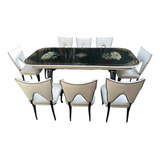 Mesa De Jantar Com 8 Cadeiras Madeira Maciça Estilo Oriental