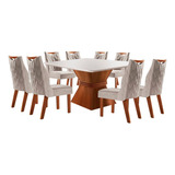 Mesa De Jantar Cronos Com Oitos Cadeiras Delta   Lj Móveis