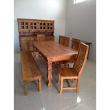 Mesa De Jantar De Madeira Maciça 2m 5 Cadeiras 1 Banco