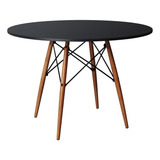 Mesa De Jantar Eames Wood Redonda Tampo Madeira 80cm