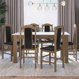 Mesa De Jantar Fixa Com 6 Cadeiras Ameixa Negra Diwt