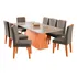 Mesa De Jantar Helena 210cm 8 Cadeiras C  Pés Em Madeira