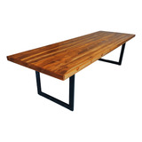 Mesa De Jantar Industrial Tampo Madeira Maciça 250x100x78cm