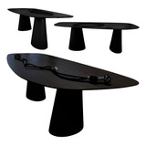 Mesa De Jantar Orgânica Cone 235x122cm Base E Tampo Ébano