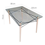 Mesa De Jantar Retangular Eames Eiffel Com Tampo De Vidro Cor Transparente