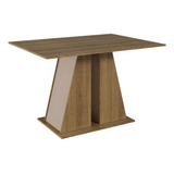 Mesa De Jantar Retangular Tampo De Madeira Madesa Rc Cor Rustic crema 53837g