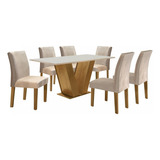 Mesa De Jantar Tampo Mdf 6 Cadeiras Espanha Espresso Ej