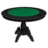 Mesa De Jogos Carteado Redonda Montreal 6 Lugares Tampo Reversível Com Gavetas E Porta Copos Preto Fosco Gran Belo