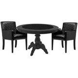 Mesa De Jogos Montreal Preto Com 2 Cadeiras Preto  Gran Belo
