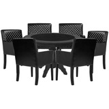 Mesa De Jogos Montreal Preto Com 6 Cadeiras Preto  Gran Belo