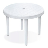 Mesa De Lazer Redonda Multiuso Desmontável Branca Arqplast