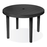 Mesa De Lazer Redonda Multiuso Desmontável Preta Arqplast
