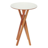 Mesa De Madeira Bistrô Alta Redonda 60cm June Pizarro Cor Da Tampa Branco Cor Dos Pés Natural