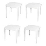 Mesa De Plástico Monobloco Quadrada Kit 4 Mesas Multiuso Bar