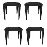 Mesa De Plástico Monobloco Quadrada Multiuso Bar Kit 4 Mesas