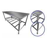 Mesa De Serviço Industrial Aço Inox 190x55 Prateleira Sebem