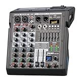 Mesa De Som 4 Canais Mixer De áudio Profissional Bluetooth Usb Phantom -48v Mixer Mp3 Playe Digital DSP De 99 Bits- Saída De Equalizador Console De Mixagem De 4 Canais Mesas De Som