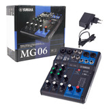 Mesa De Som Yamaha Mg06 Phantom Power 6 Canais Mixer
