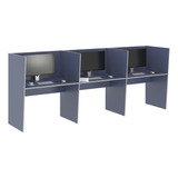 Mesa De Trabalho Call Center 3 Lugares Tripla Fechada Cor Azul