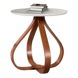 Mesa Decorativa De Canto Base Cebola Tampo De Vidro 50 X 60