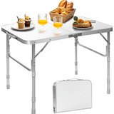 Mesa Dobrável Alumínio Tampo Em Mdf 90x60cm Vira Maleta