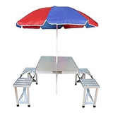 Mesa Dobrável Em Aluminio Camping Tipo Maleta 4 Banquetas